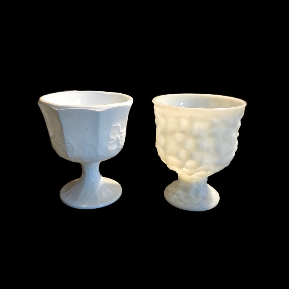 Set of Two White Goblets